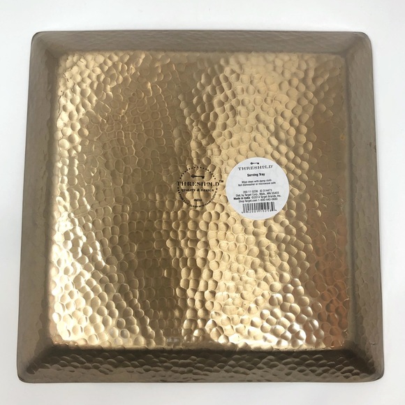 Threshold Accents Threshold Hammered Gold Metal Square Tray Target